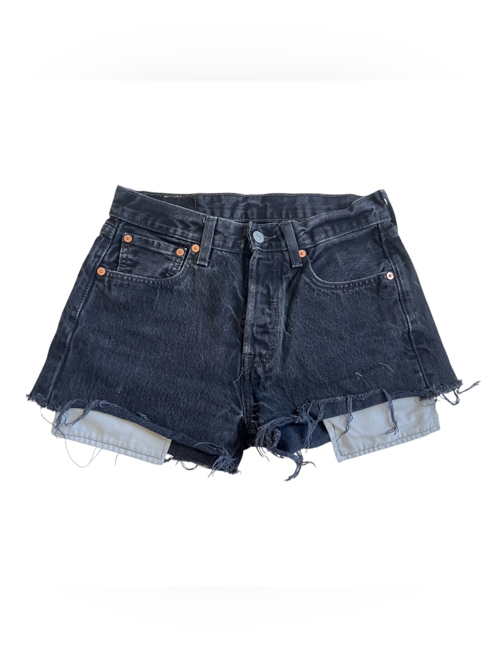Levi's Black High-Waist Distressed Denim Shorts